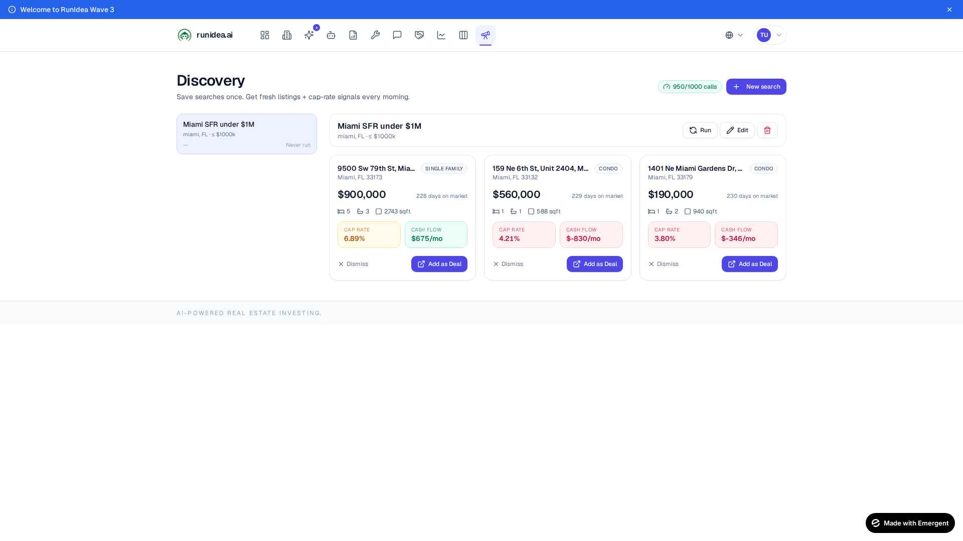 RunIdea Discovery — find investment properties